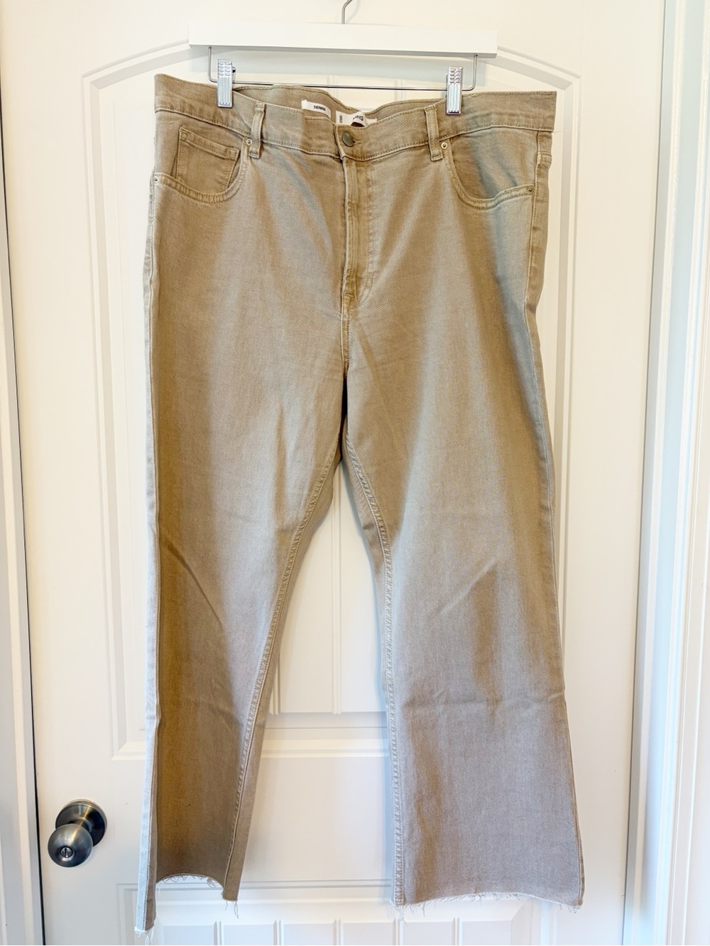NEW Mango Sienna Ankle Crop Raw Hem Jeans, Khaki Tan